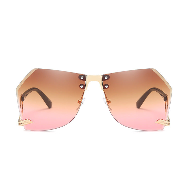 irregular rimless sunglasses for women, view 3 - MRSLM