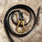 retro leather belt with gold buckle, view 7 - MRSLM