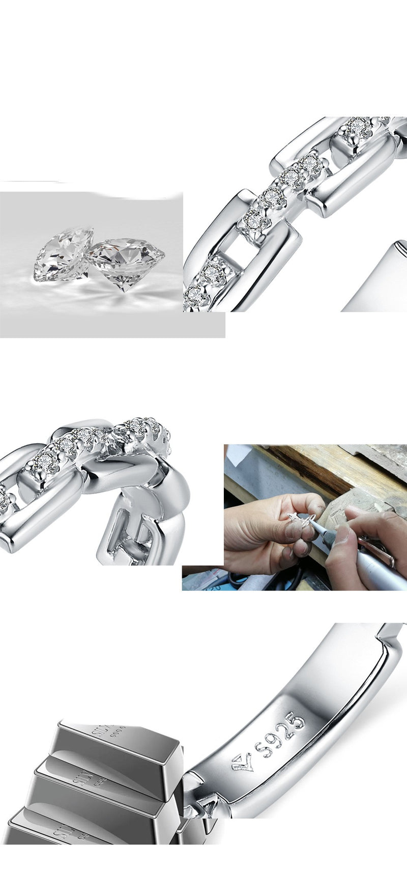women's sterling silver moissanite ring, view 6 - MRSLM