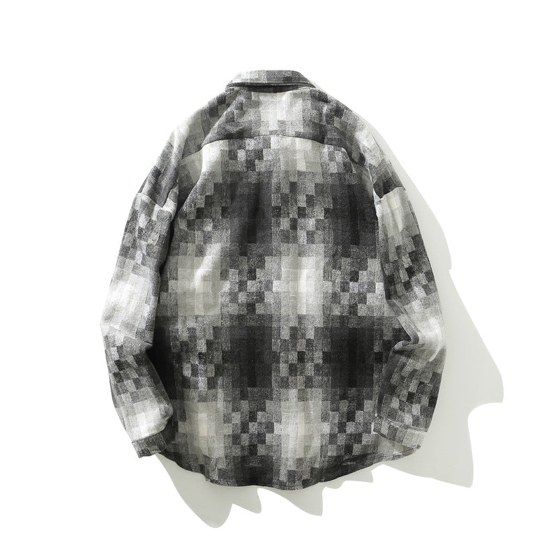 Men's black and white plaid oversized shirt, view 3 - MRSLM