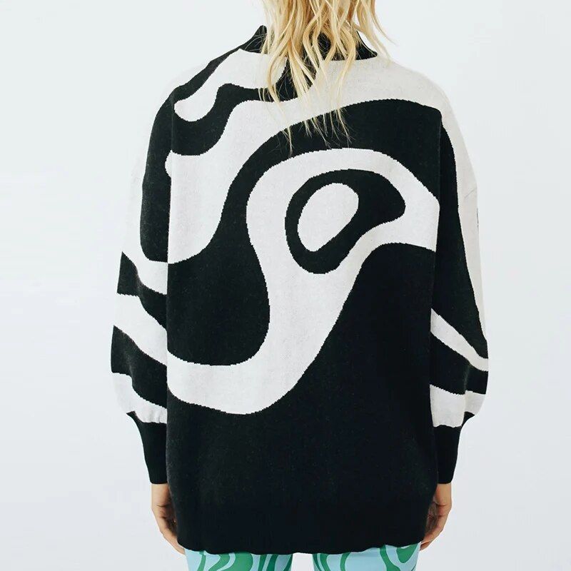 Striped turtleneck oversized sweater, view 8 - MRSLM