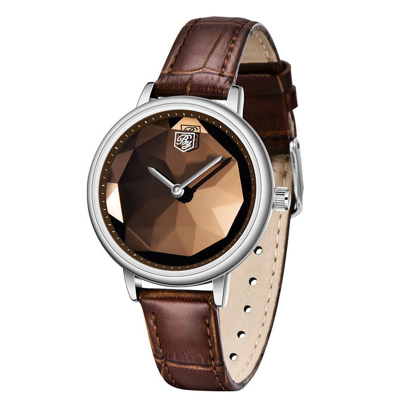 casual ladies quartz watch leather strap, view 4 - MRSLM