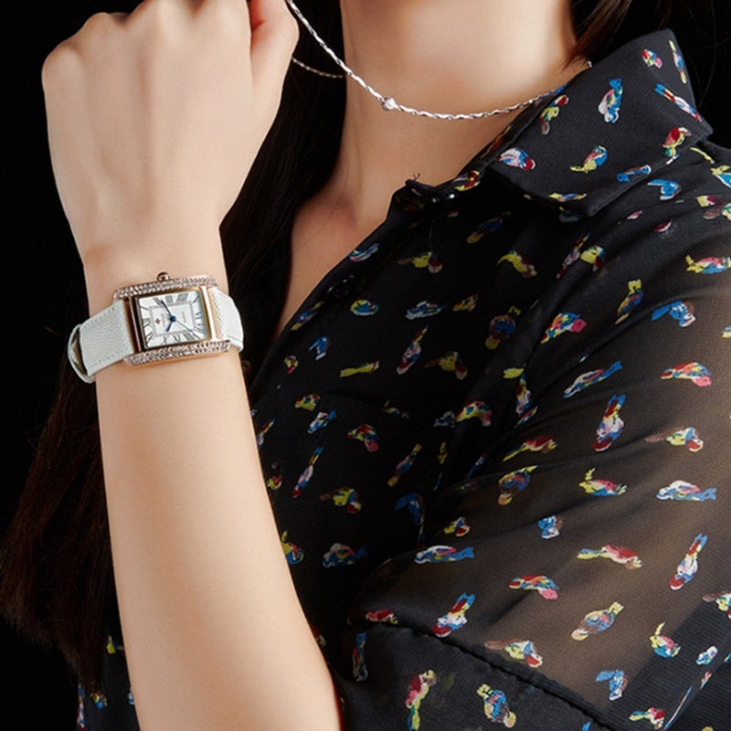 ladies square quartz watch, view 2 - MRSLM