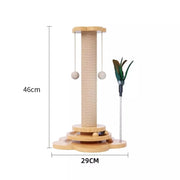 Pine wood cat scratcher tower, view 2 - MRSLM