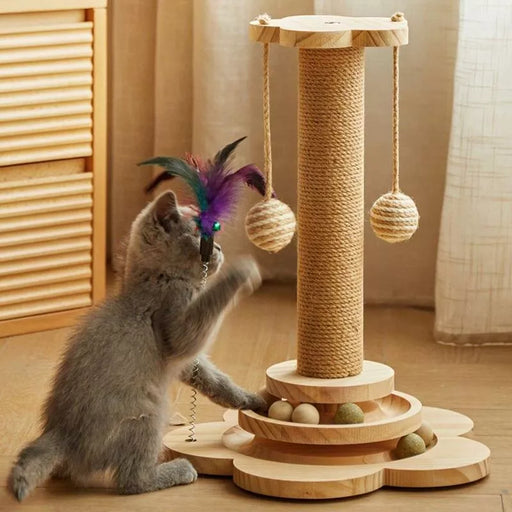 Pine wood cat scratcher tower - MRSLM