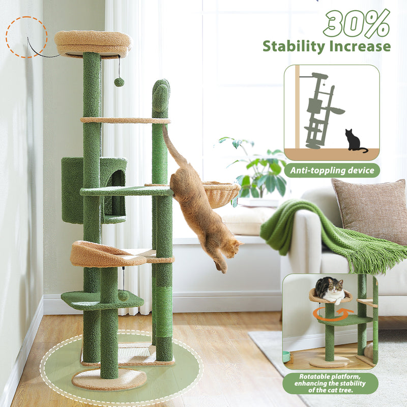 large cactus cat tree tower, view 7 - MRSLM