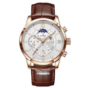 men's leather quartz watch, view 6 - MRSLM
