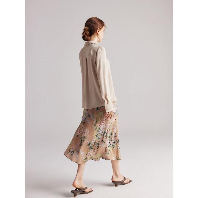 chiffon floral A-line skirt, view 7 - MRSLM