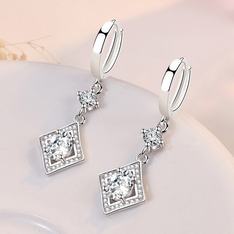 Stylish Sterling Silver Diamond Earrings