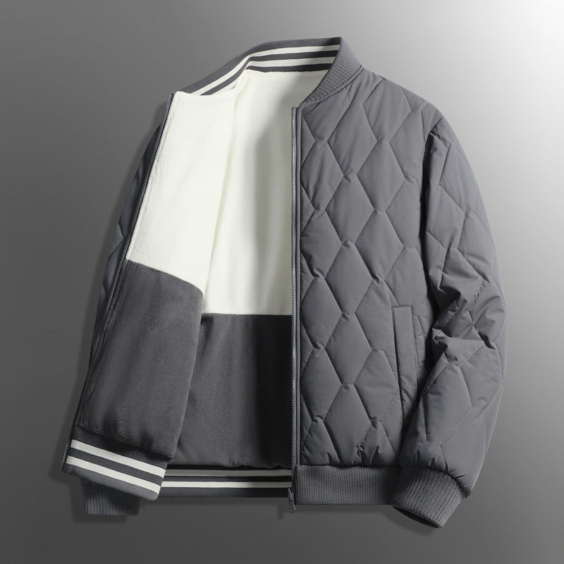 Men's reversible plaid baseball collar jacket, view 9 - MRSLM