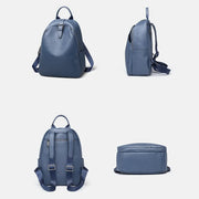 Blue grey leather women backpack, view 6 - MRSLM