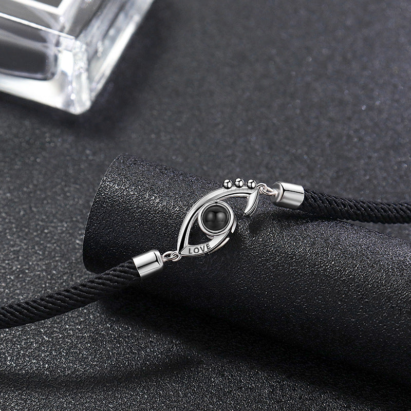 S925 silver 100 language couples bracelet, view 4 - MRSLM
