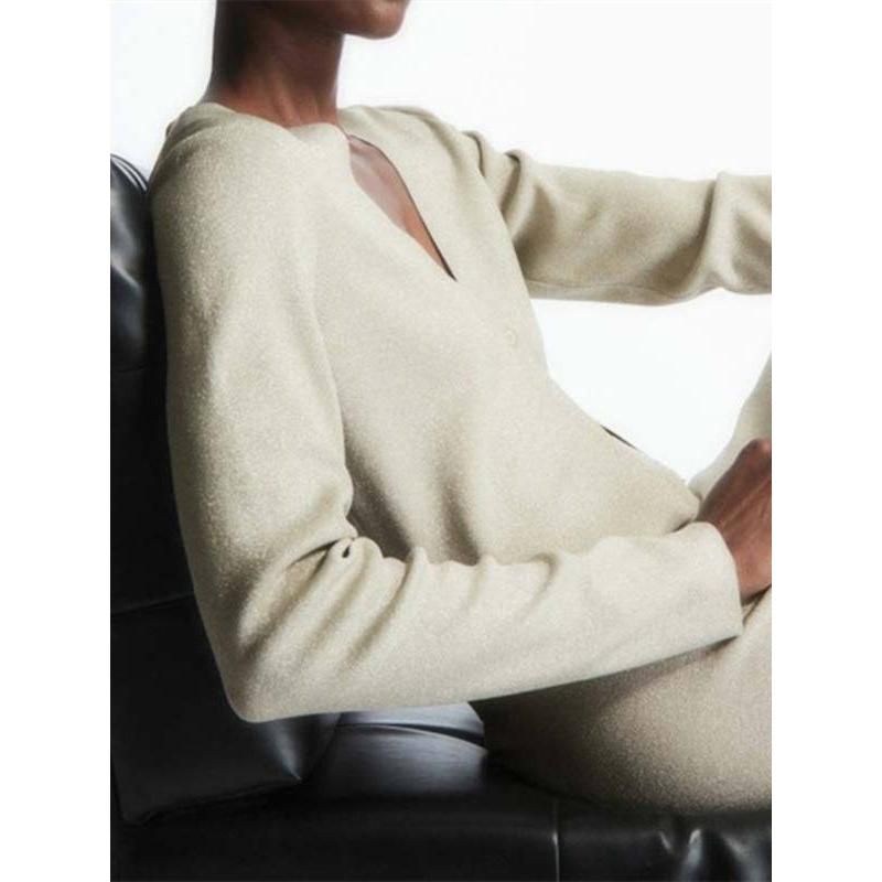 V-neck single-breasted cardigan, view 3 - MRSLM