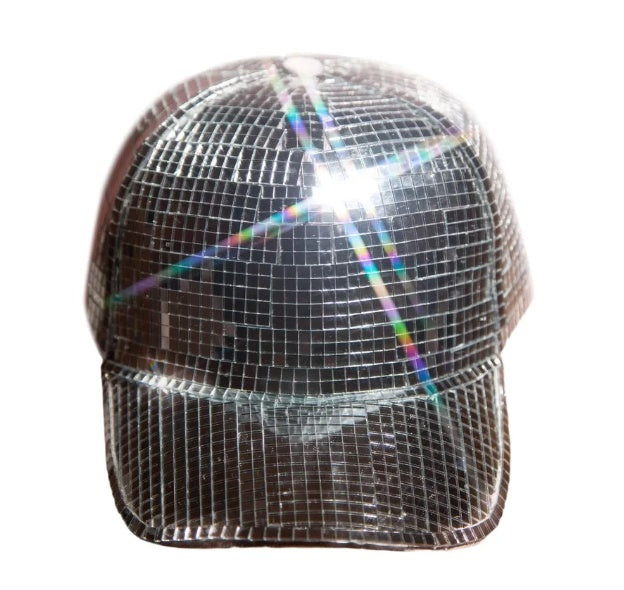 Silver mirror party peaked cap, view 9 - MRSLM