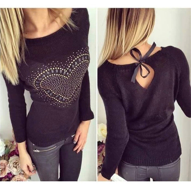women's knitted pullover sweater - MRSLM