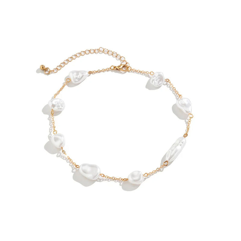 pearl clavicle chain necklace, view 2 - MRSLM