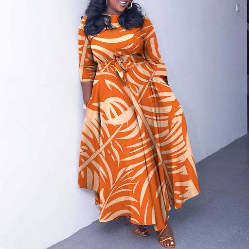 lace-up printed plus size dress, view 6 - MRSLM