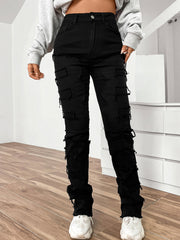 women's embroidered straight-leg jeans, view 4 - MRSLM