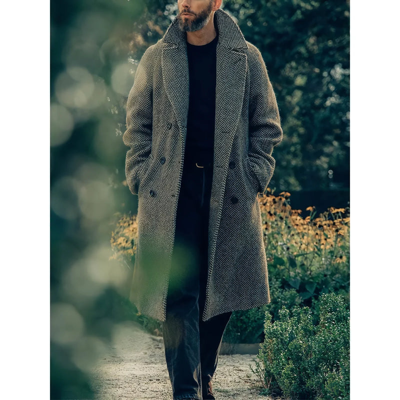 men's woolen long coat, view 3 - MRSLM