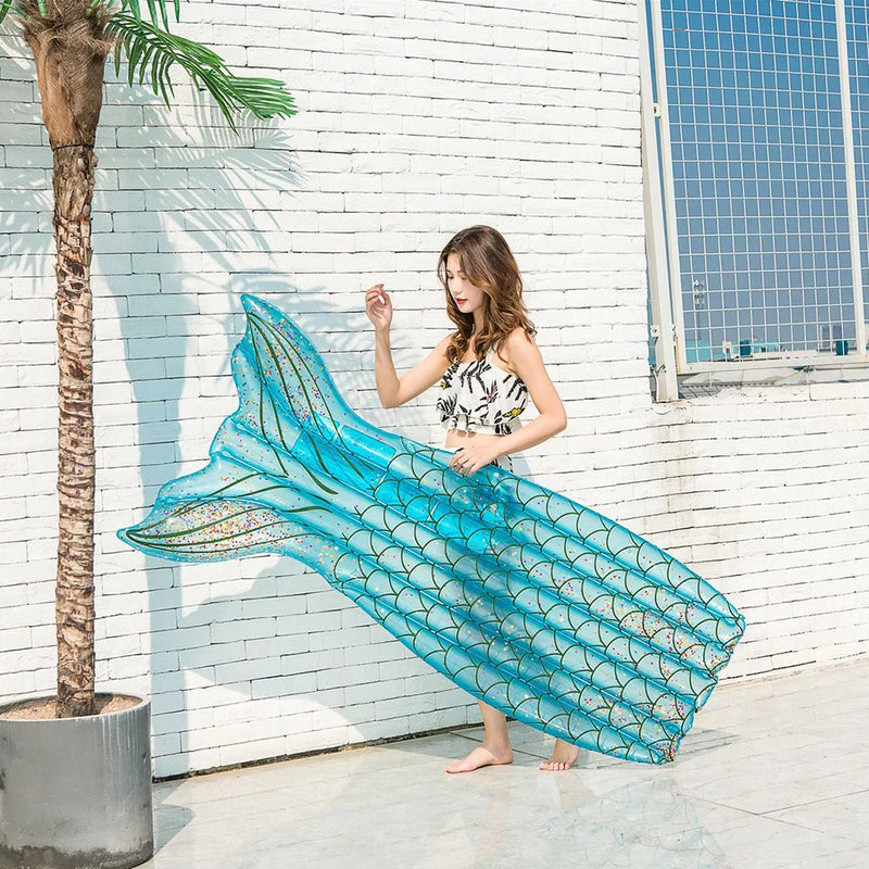 mermaid inflatable pool lounger, view 2 - MRSLM