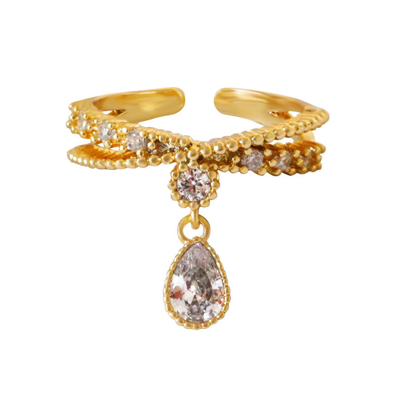 zircon drop crown ring, view 3 - MRSLM