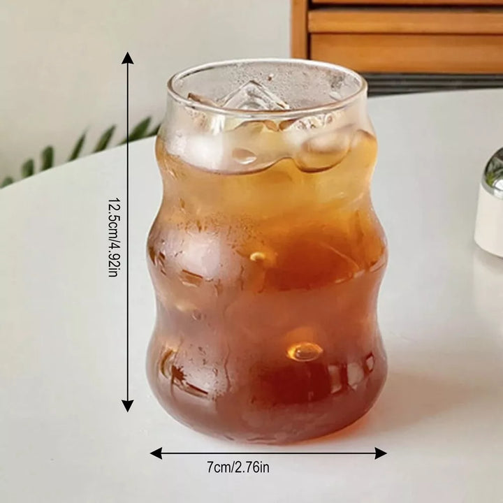 High Borosilicate Glass Coffee & Drink Cup - Wave Design Multi-Use Tumbler