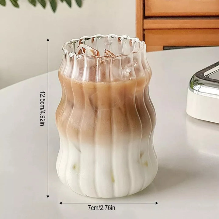 High Borosilicate Glass Coffee & Drink Cup - Wave Design Multi-Use Tumbler