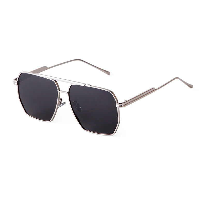 retro metal oversized polarized square sunglasses, view 5 - MRSLM