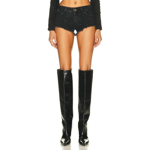 rhinestone denim shorts - MRSLM