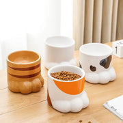 elevated ceramic pet bowl, view 6 - MRSLM