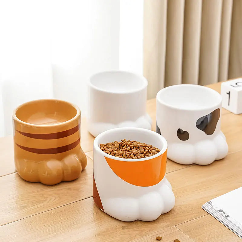 elevated ceramic pet bowl, view 6 - MRSLM