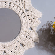 handmade macrame mirror wall hanging, view 7 - MRSLM