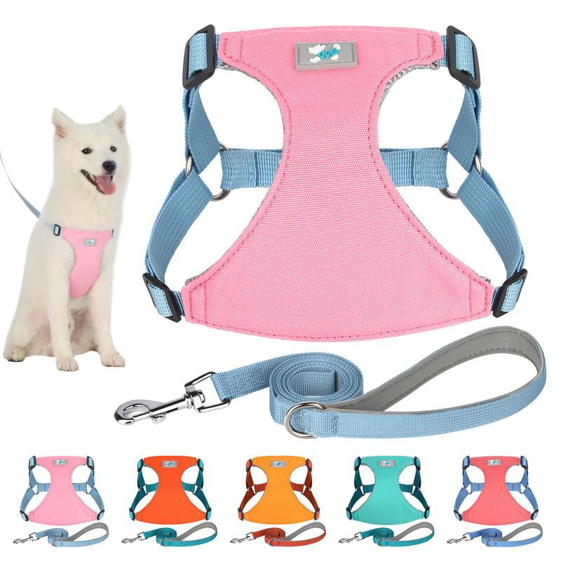 adjustable nylon dog harness and leash set - MRSLM