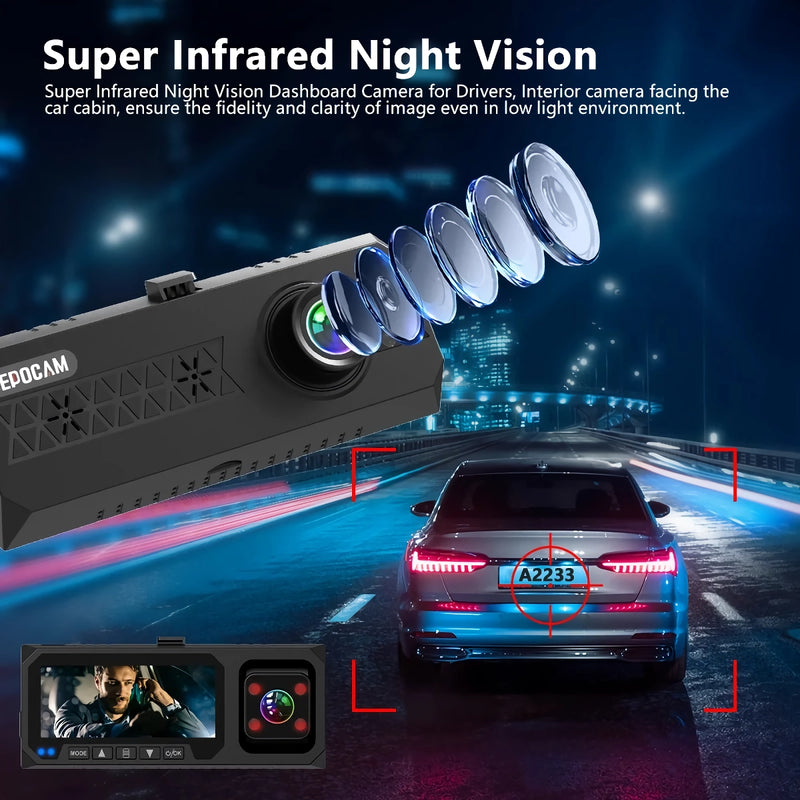 3 lens wifi dash camera, view 5 - MRSLM