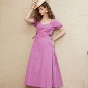 a-line mini dress with square collar, view 3 - MRSLM