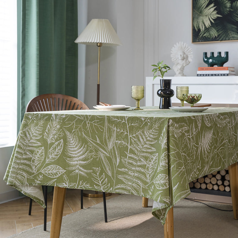 green leaf dining table cloth, view 3 - MRSLM