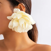 fluffy fabric flower stud earrings, view 10 - MRSLM