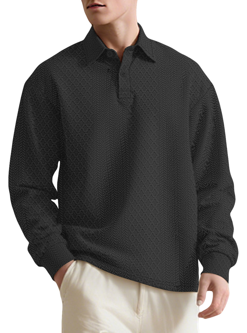 men's jacquard polo sweater, view 9 - MRSLM