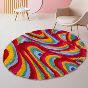 colorful psychedelic round tufted rug - MRSLM