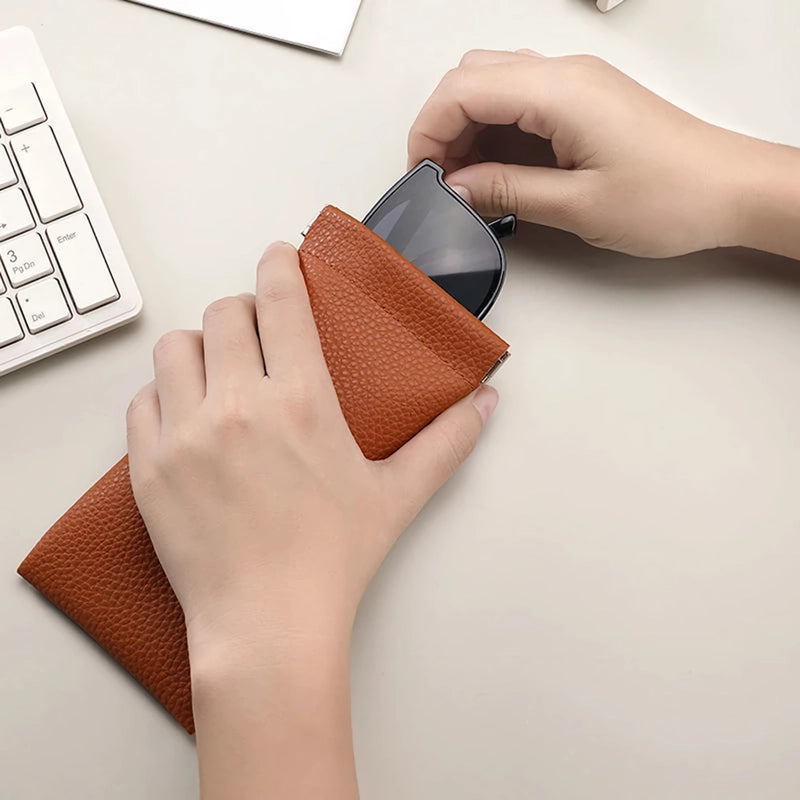 pu leather glasses case with automatic closure, view 9 - MRSLM