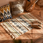 cotton linen tassel woven floor mat, view 3 - MRSLM