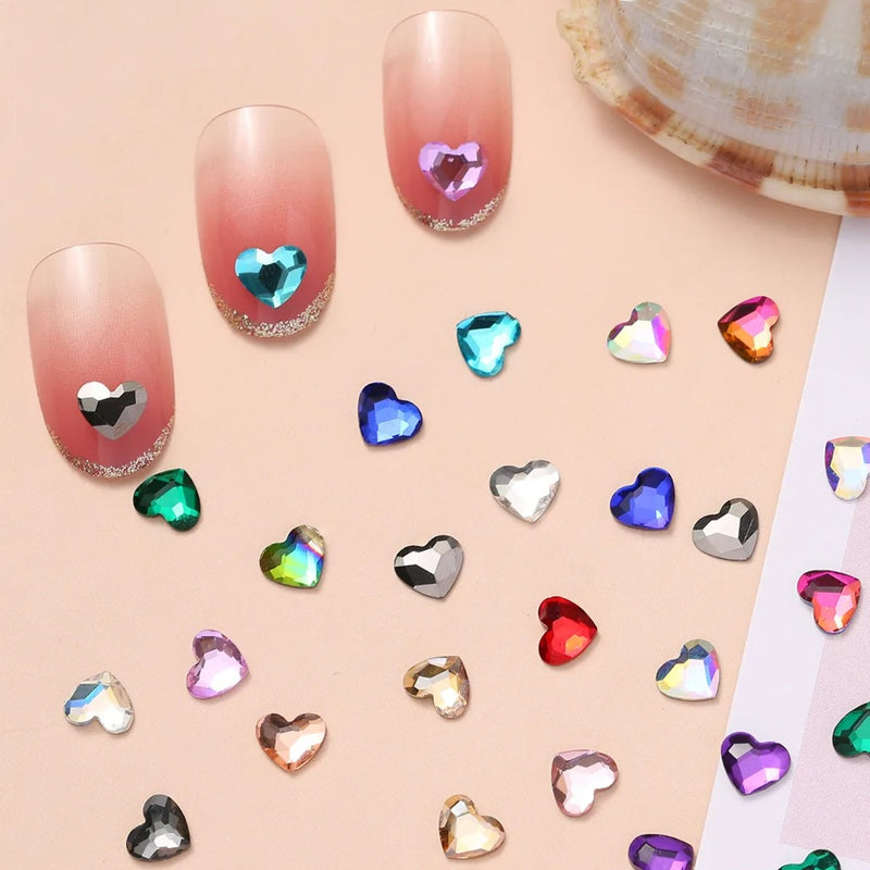 heart flat back nail rhinestones, view 3 - MRSLM