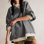 patchwork loose knit pullover, view 5 - MRSLM