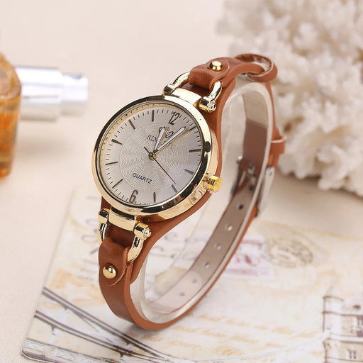 women's leather strap quartz watch, view 7 - MRSLM