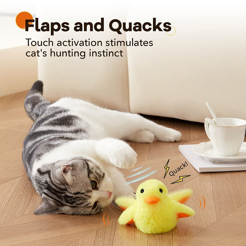 interactive plush duck toy for cats, view 3 - MRSLM