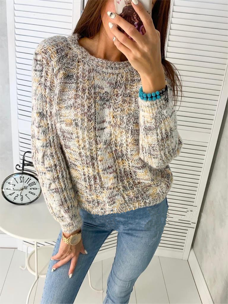 loose round neck pullover sweater - MRSLM