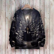halloween ghost horror print sweater, view 4 - MRSLM