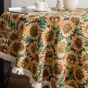 jacquard sunflower round tablecloth, view 6 - MRSLM