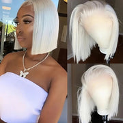 Pure white lace front bob wig, view 9 - MRSLM