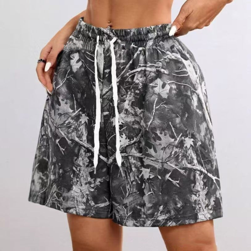 loose drawstring camouflage print shorts, view 7 - MRSLM